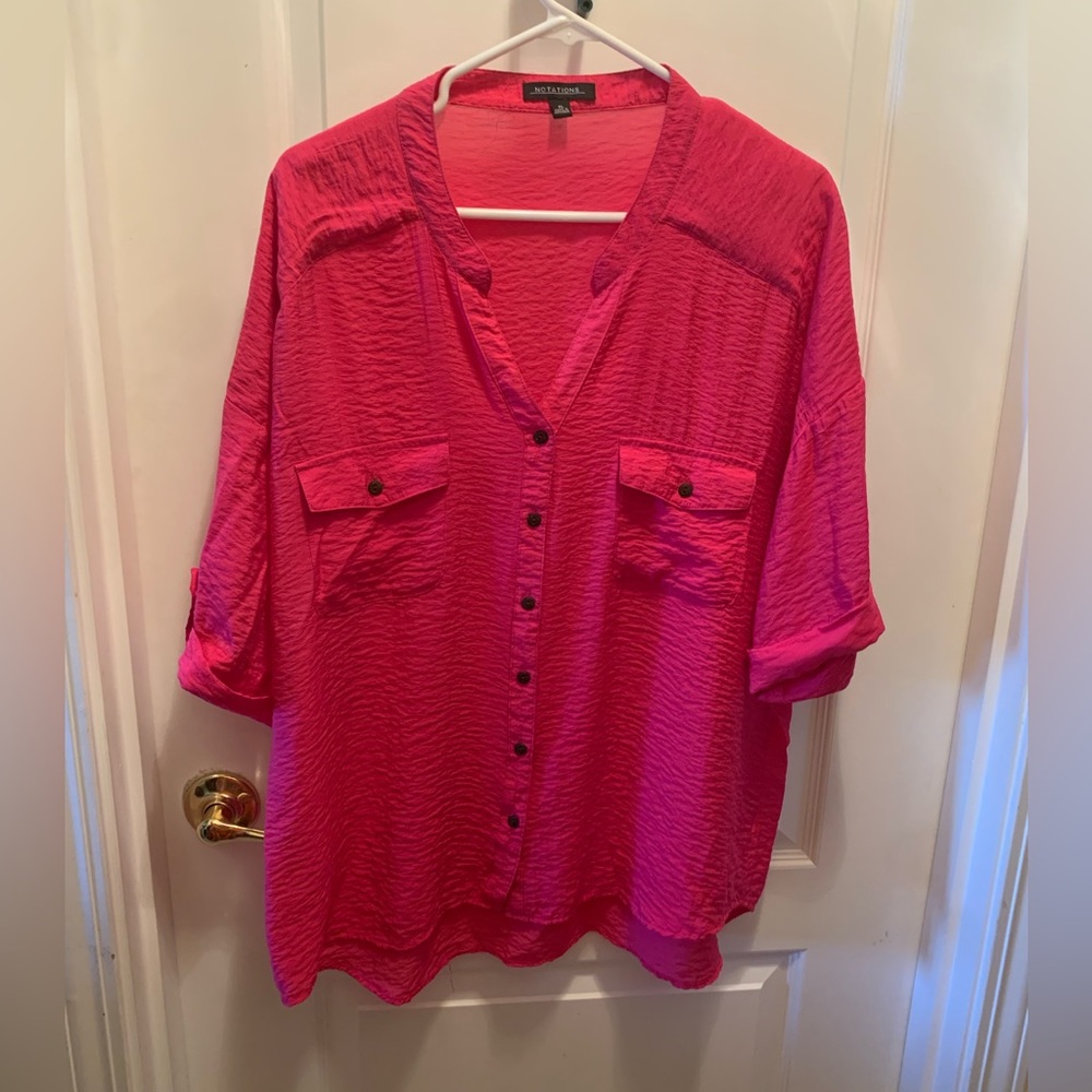 “Notations “lightweight  fuchsia blouse.  XL